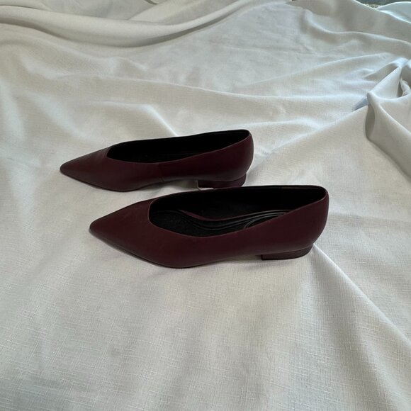 Vince Isabel Leather Flat Shoes Deep Cherry Size 9 - Picture 3 of 7